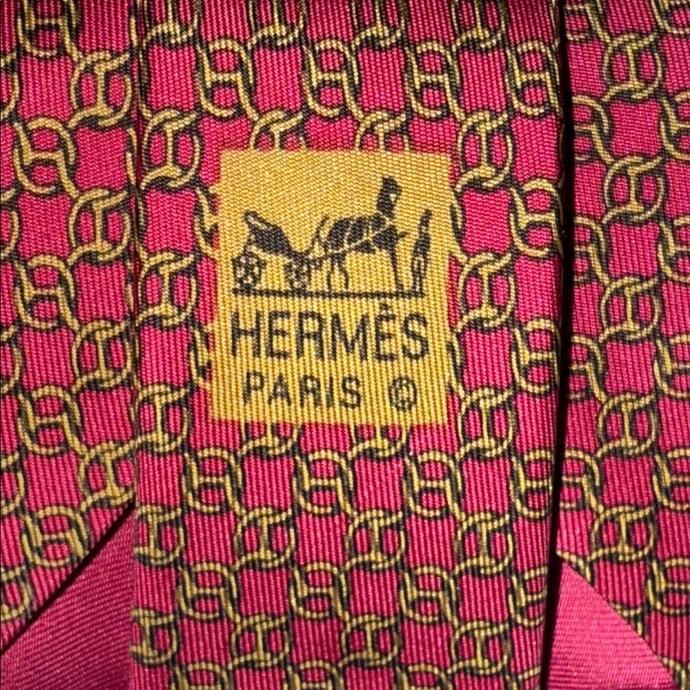 Hermes elegant Red/Gold Patterned Men's Tie
